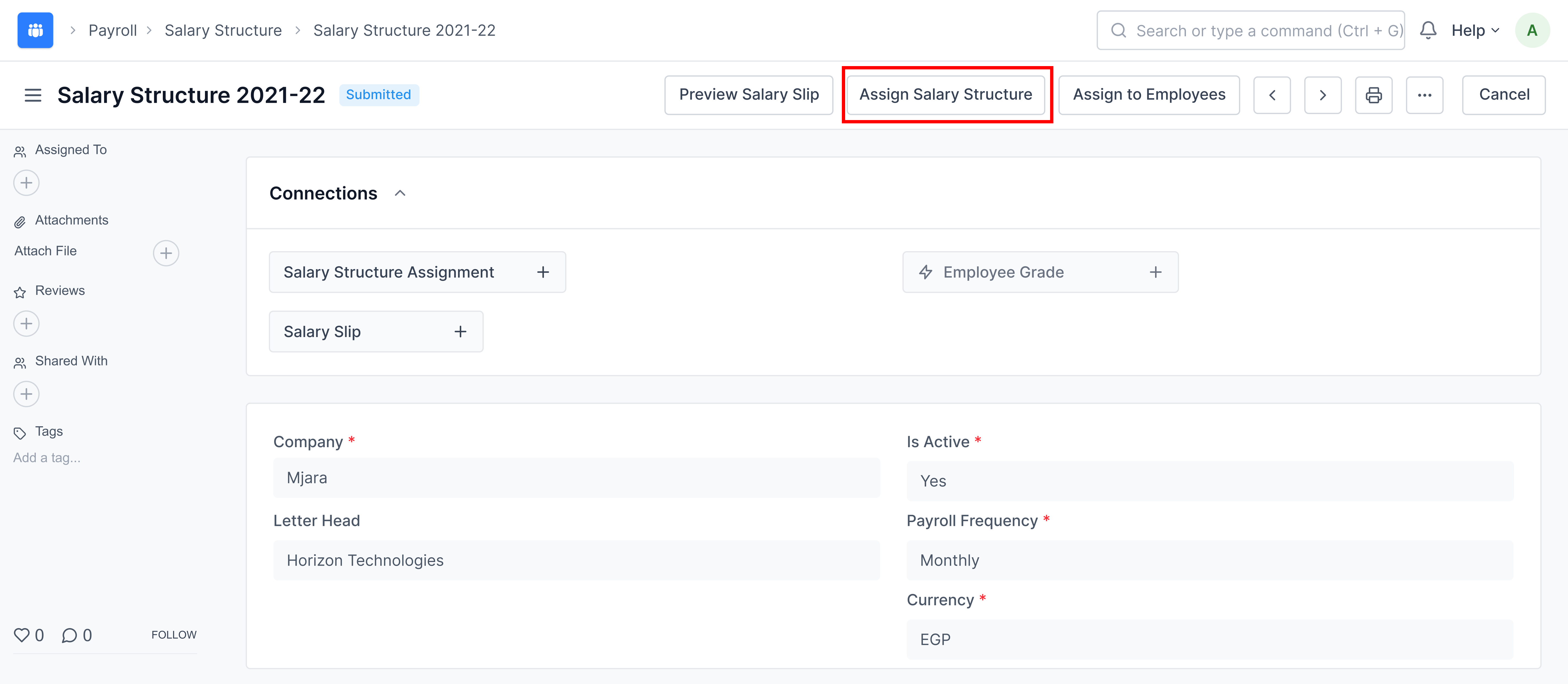 Salary Structure Assignment