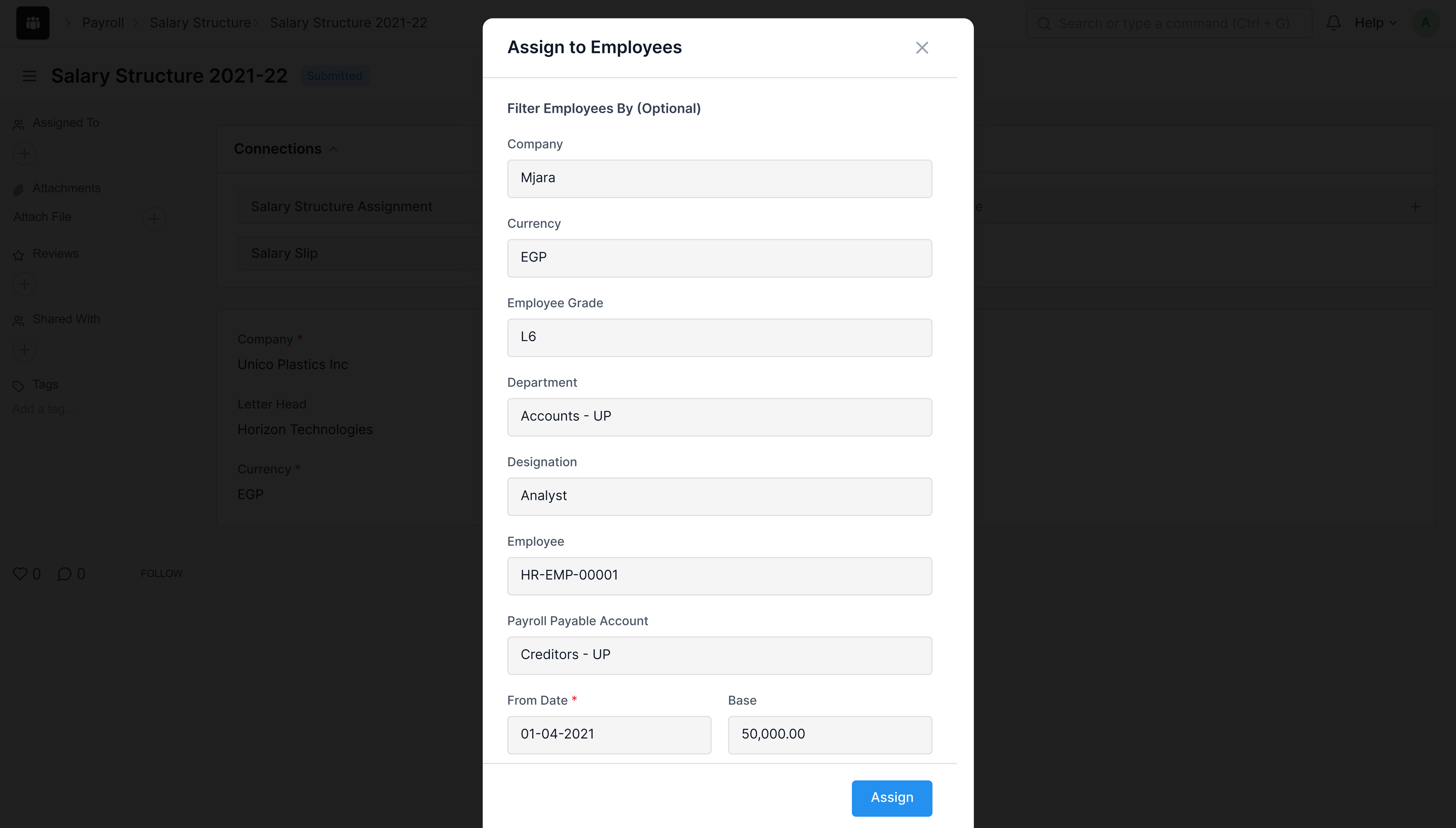 Salary Structure Assignment